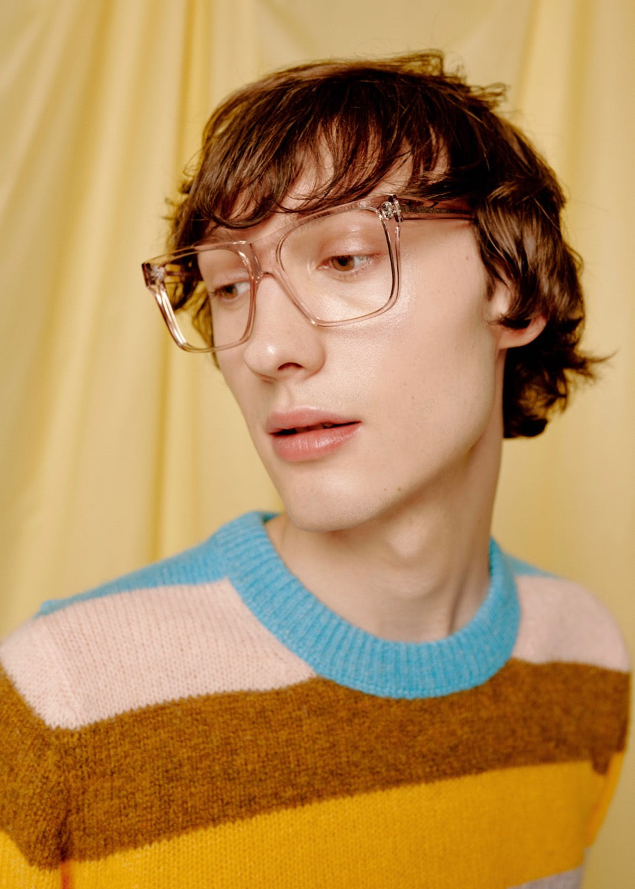 Lunette pour homme en plastique transparent forme carrée par Marie-Sophie Dion BAR À LUNETTES