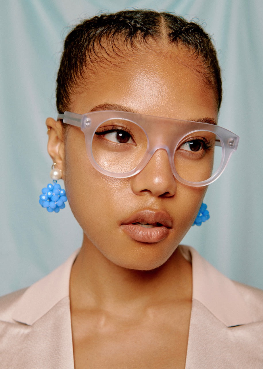 Monture pour femme blanche transparente par Marie-Sophie Dion BAR À LUNETTES