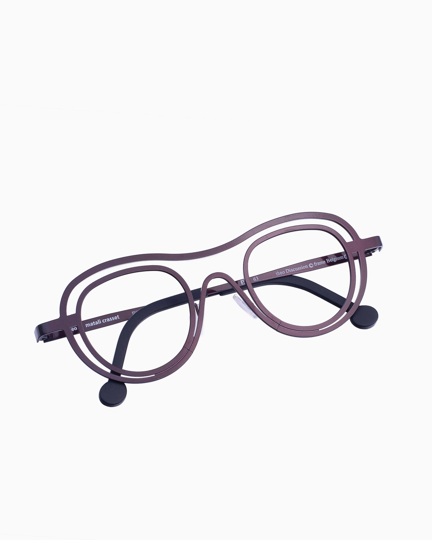 black metal aviator eyeglasses by Theo model Discussion, front view, lunettes de vue aviateur couleur noir