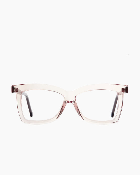 crystal, pink plastic butterfly eyeglasses by Marie-Sophie Dion model Ernst, front view, lunettes de vue papillon couleur cristal, rose
