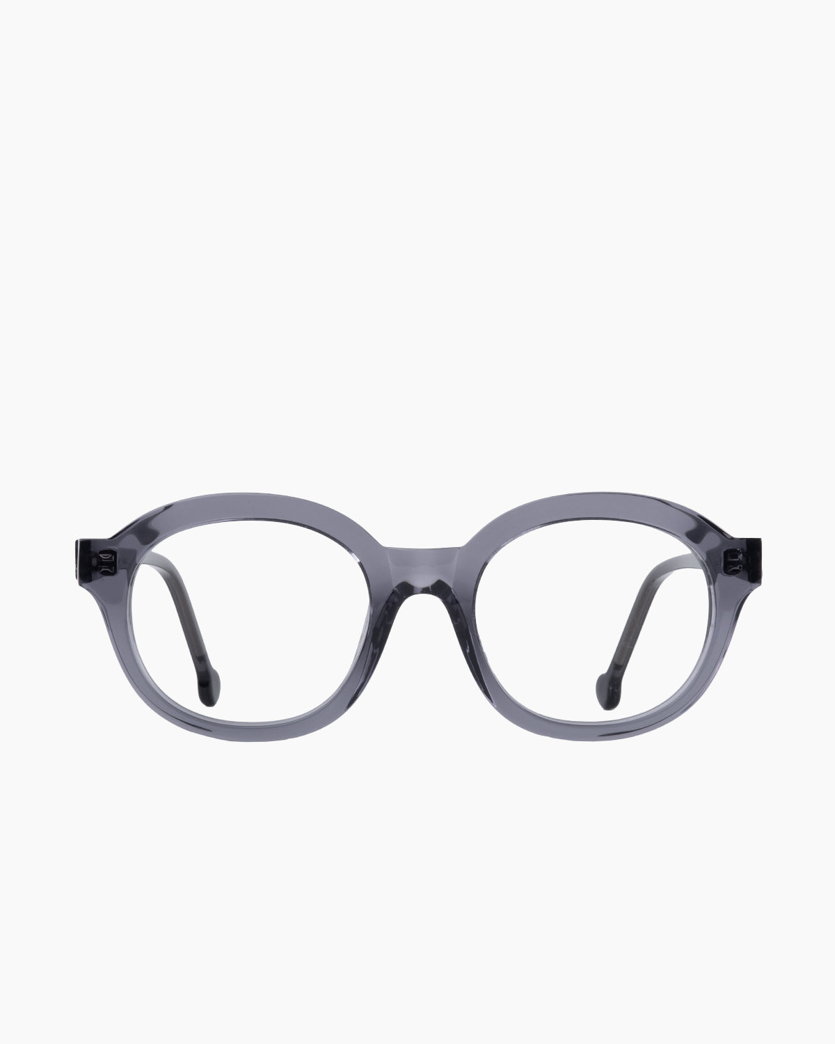 grey plastic oval eyeglasses by Marie-Sophie Dion model Cliche, front view, lunettes de vue ovale couleur Gris