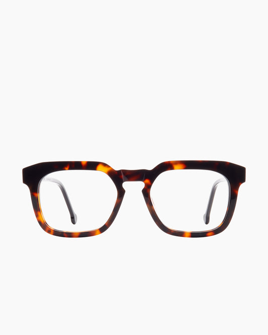 tortoise plastic rectangle eyeglasses by Marie-Sophie Dion model Etcheverry, front view, lunettes de vue rectangle couleur écaille de tortue