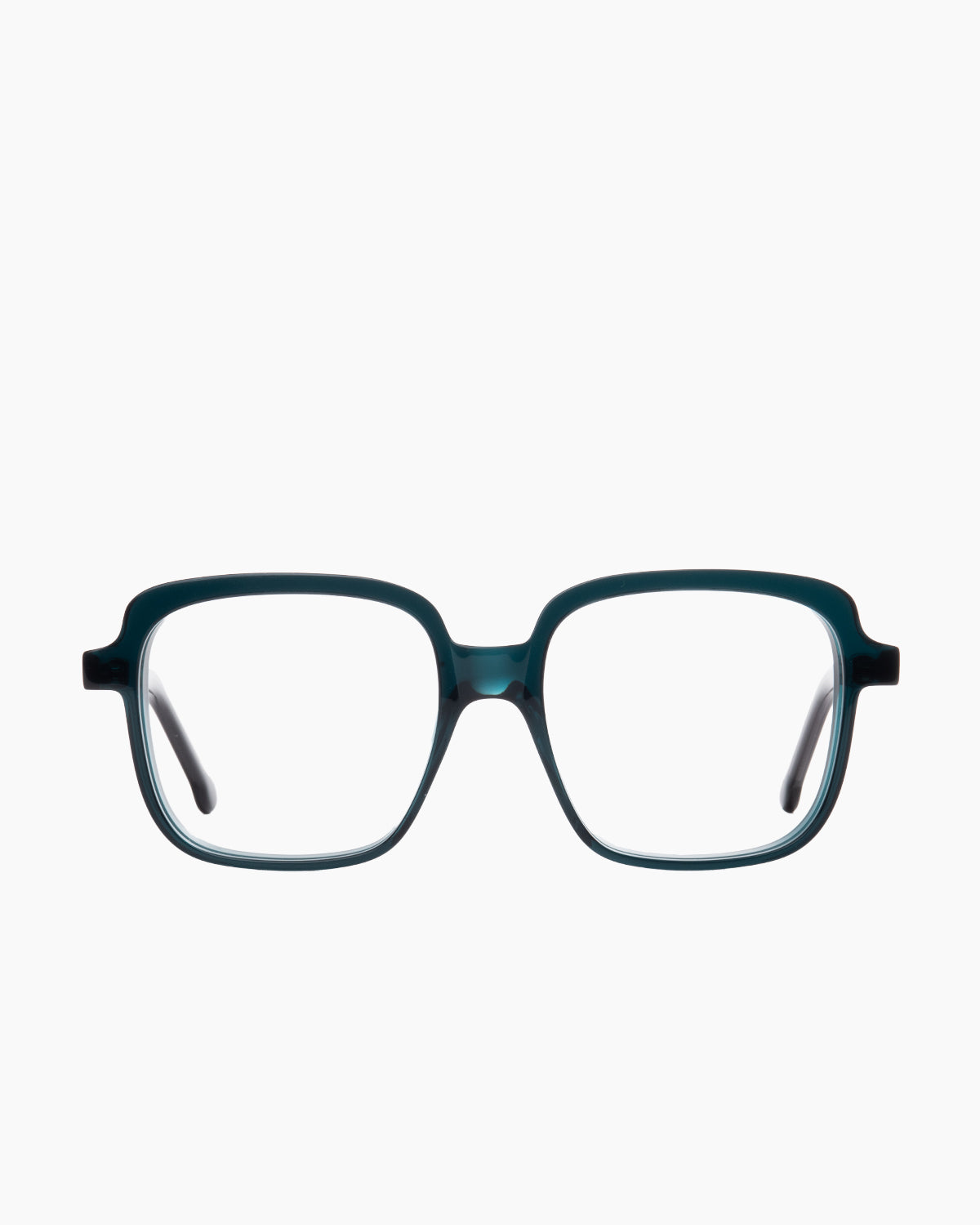 green plastic rectangle eyeglasses by Marie-Sophie Dion model Angers, front view, lunettes de vue rectangle couleur vert