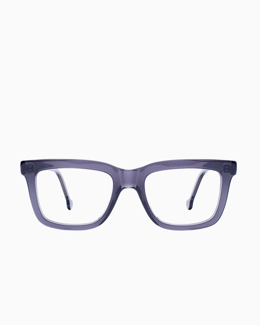 grey plastic rectangle eyeglasses by Marie-Sophie Dion model Laflamme, front view, lunettes de vue rectangle couleur Gris
