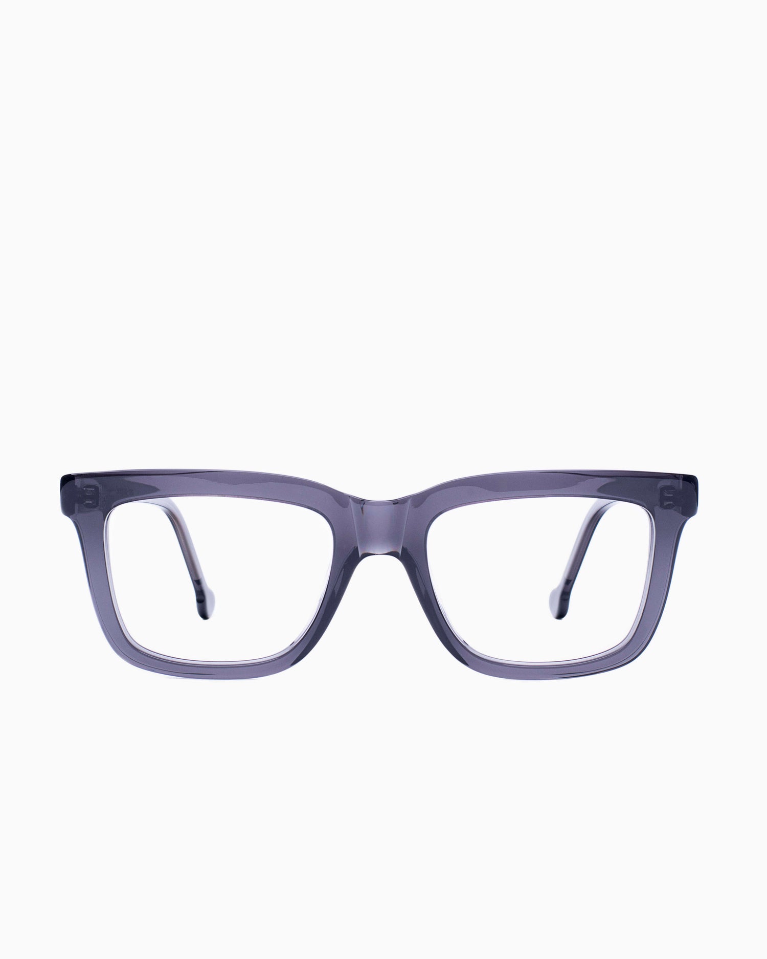 grey plastic rectangle eyeglasses by Marie-Sophie Dion model Laflamme, front view, lunettes de vue rectangle couleur Gris