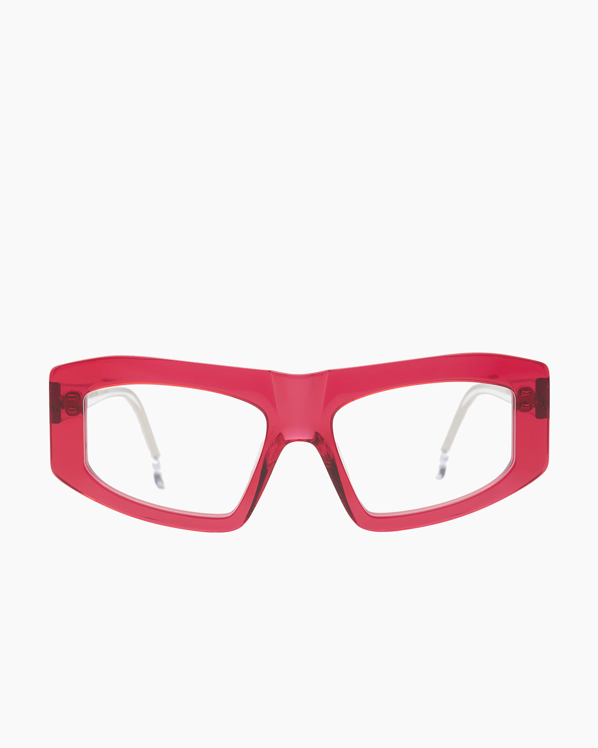pink plastic rectangle eyeglasses by Marie-Sophie Dion model Marquis, front view, lunettes de vue rectangle couleur Rose