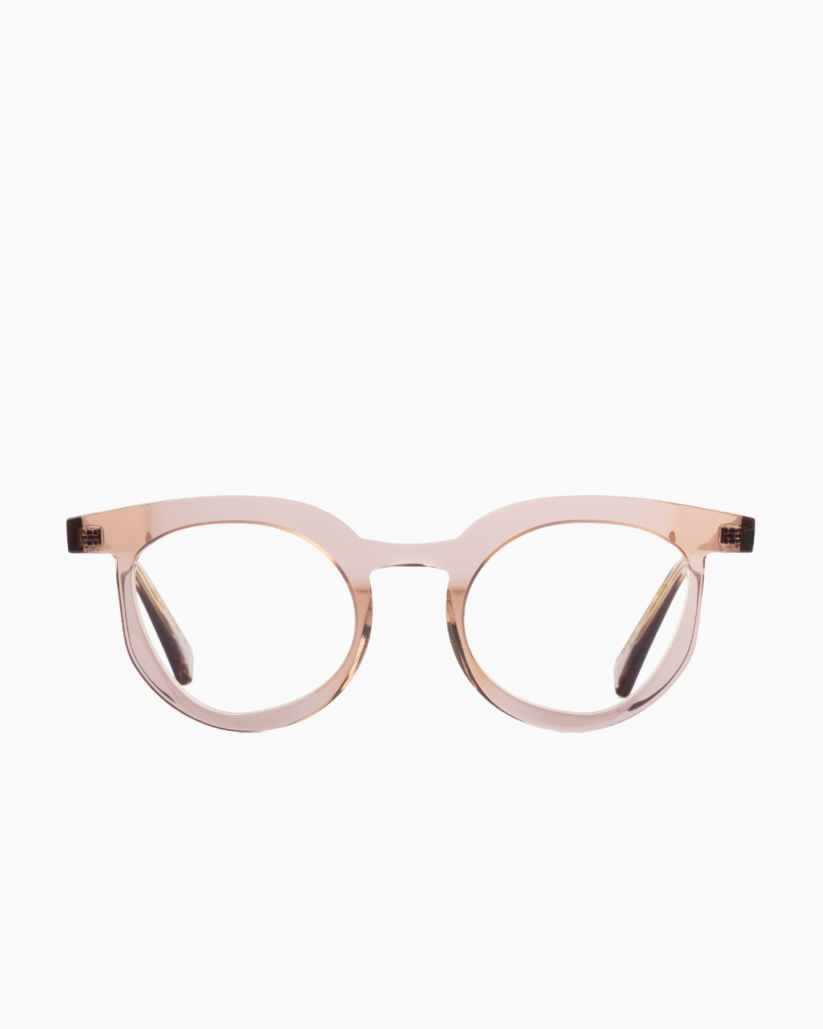 beige plastic cat eyeglasses by Gamine model stjeancapferrat kids, front view, lunettes de vue chat couleur beige
