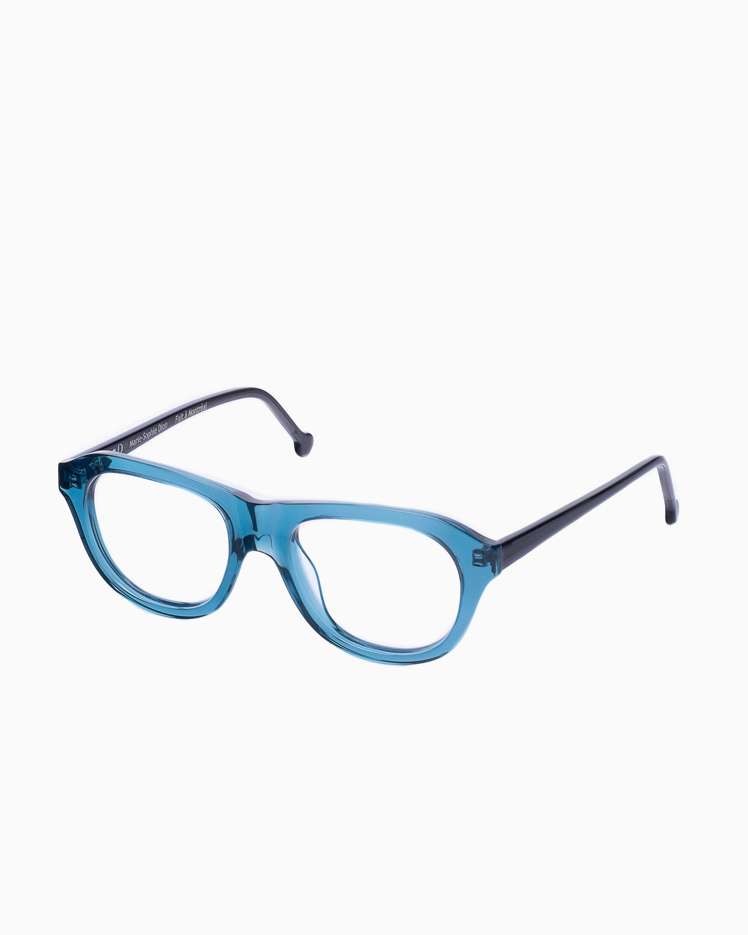 blue plastic aviator eyeglasses by Marie-Sophie Dion model Alain, front view, lunettes de vue aviateur couleur Bleu