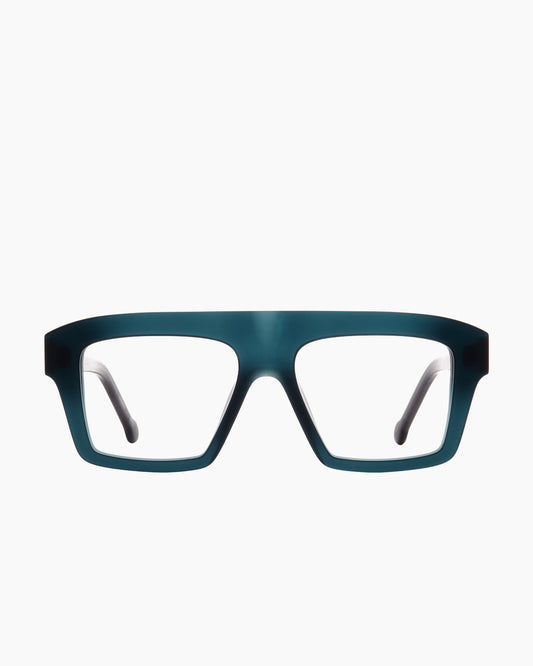 green plastic rectangle eyeglasses by Marie-Sophie Dion model Buxwood, front view, lunettes de vue rectangle couleur vert