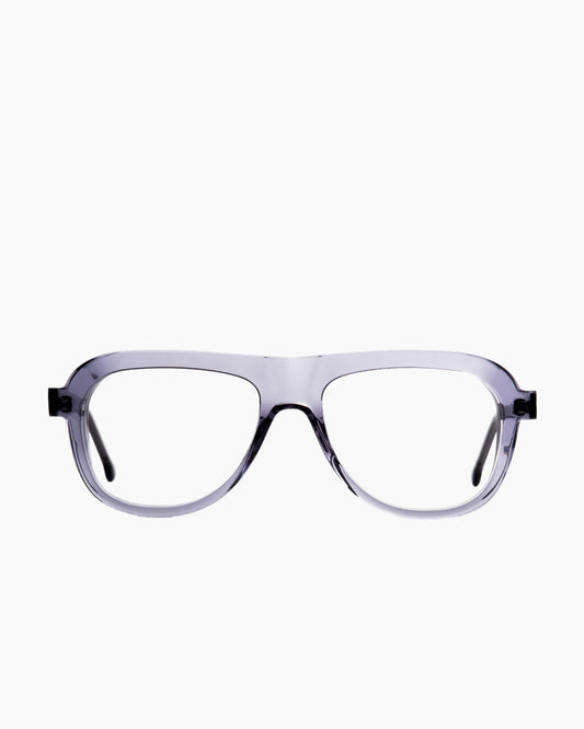 grey plastic aviator eyeglasses by Marie-Sophie Dion model Rodrigue, front view, lunettes de vue aviateur couleur gris