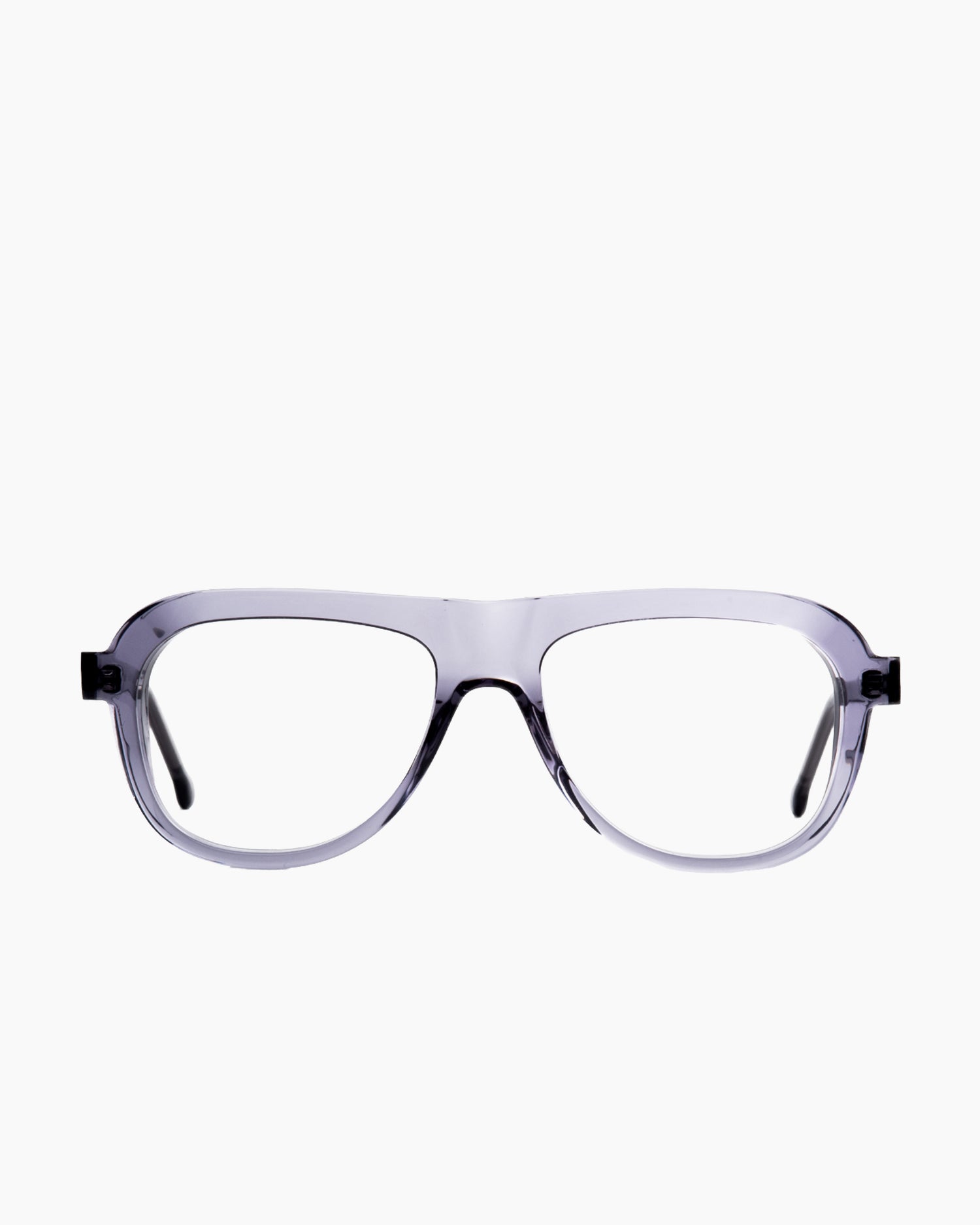 grey plastic aviator eyeglasses by Marie-Sophie Dion model Rodrigue, front view, lunettes de vue aviateur couleur gris