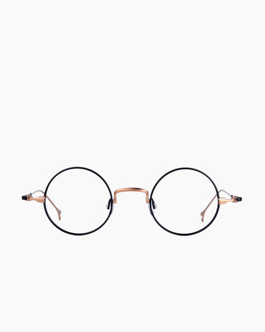 black metal round eyeglasses by Anne et Valentin model BOHEME, front view, lunettes de vue rond couleur Noir