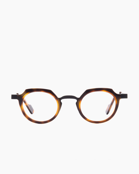 tortoise metal round eyeglasses by Anne et Valentin model france, front view, lunettes de vue rond couleur écaille de tortue
