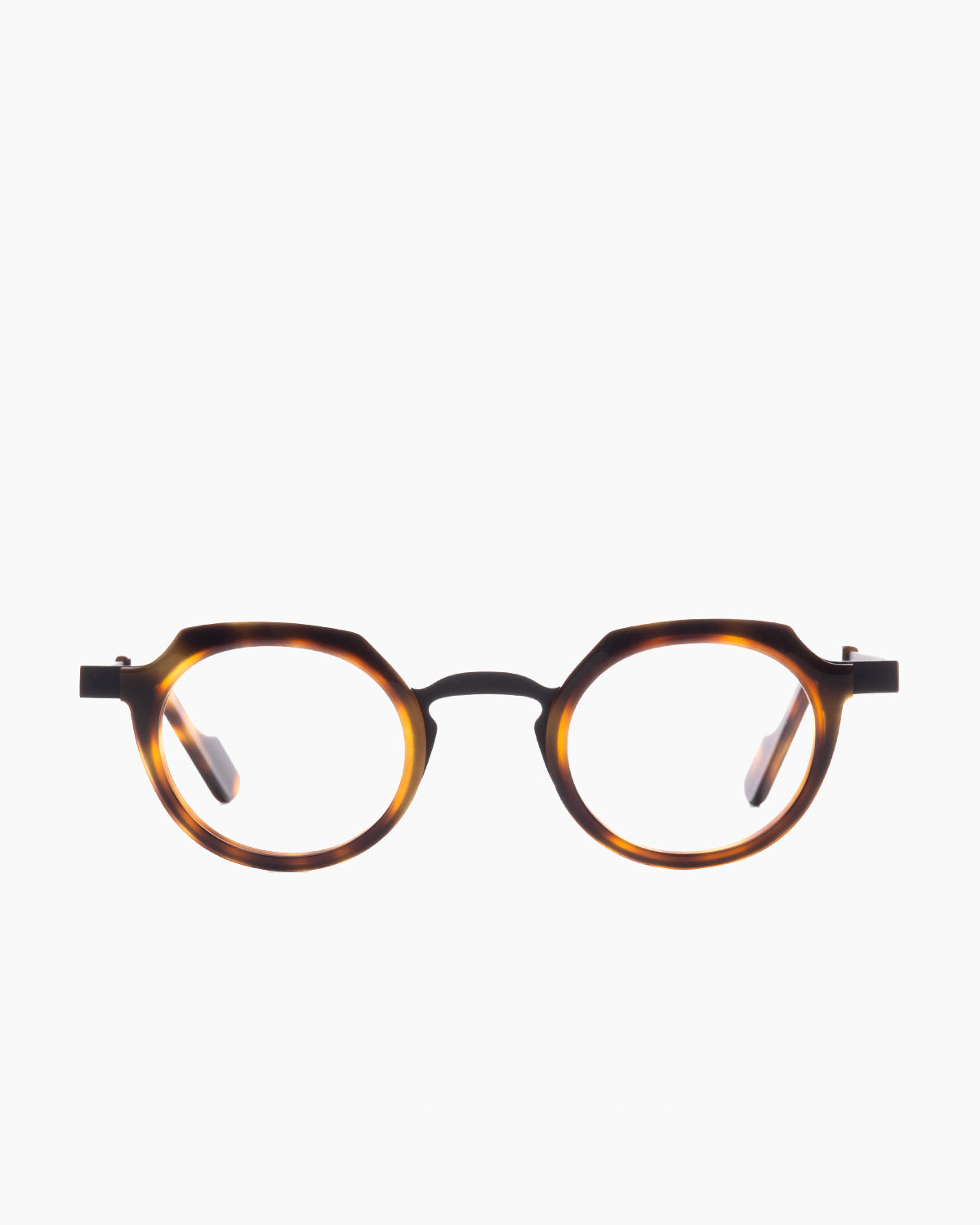 tortoise metal round eyeglasses by Anne et Valentin model france, front view, lunettes de vue rond couleur écaille de tortue