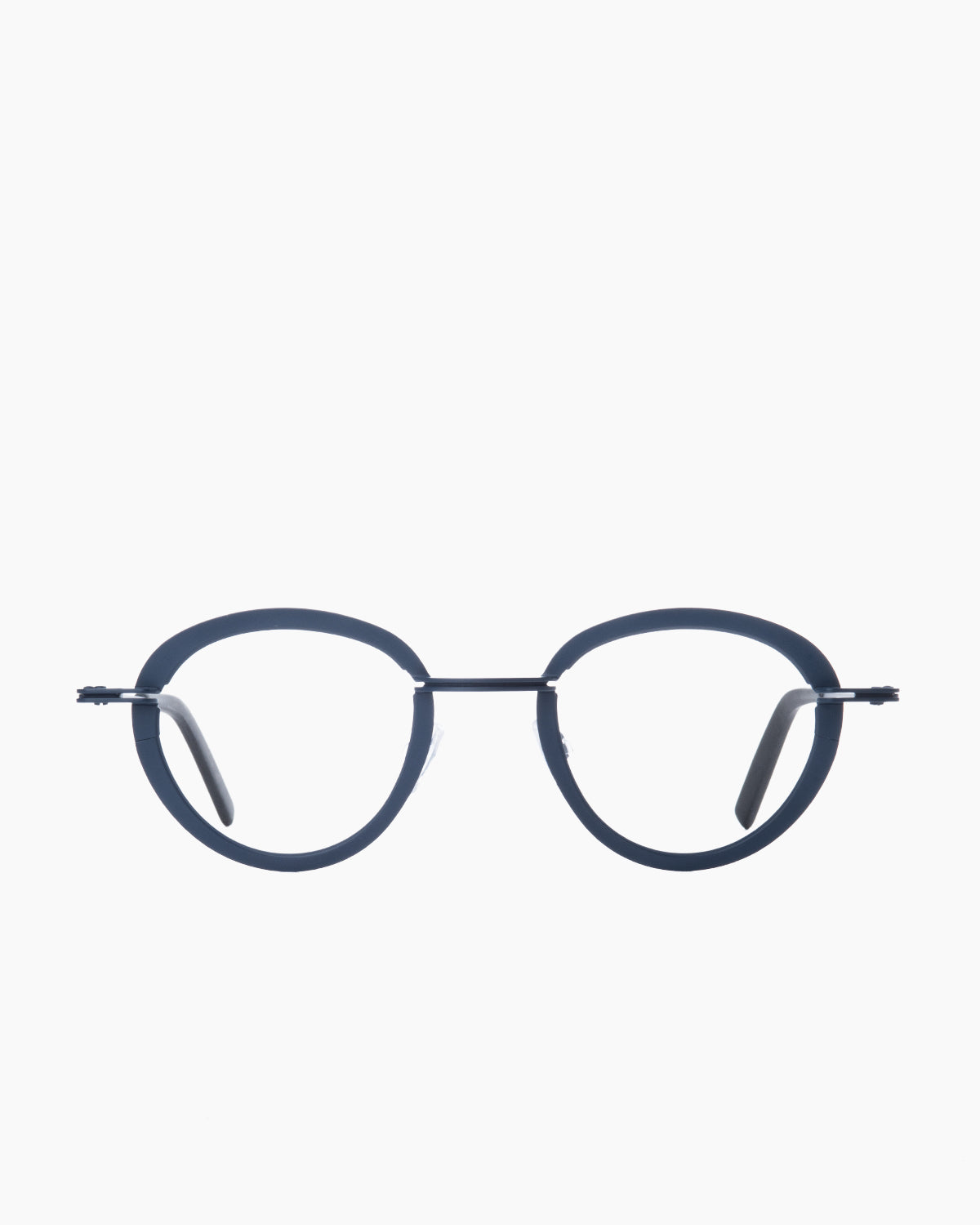 blue metal oval eyeglasses by Theo model Sensational, front view, lunettes de vue ovale couleur bleu
