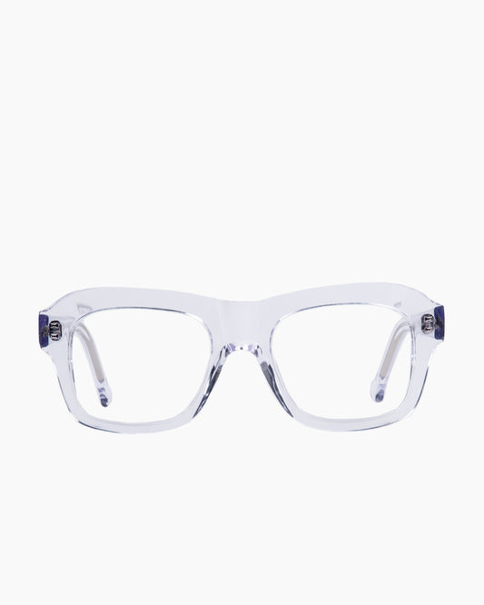 crystal plastic aviator eyeglasses by Marie-Sophie Dion model Arcand, front view, lunettes de vue aviateur couleur cristal
