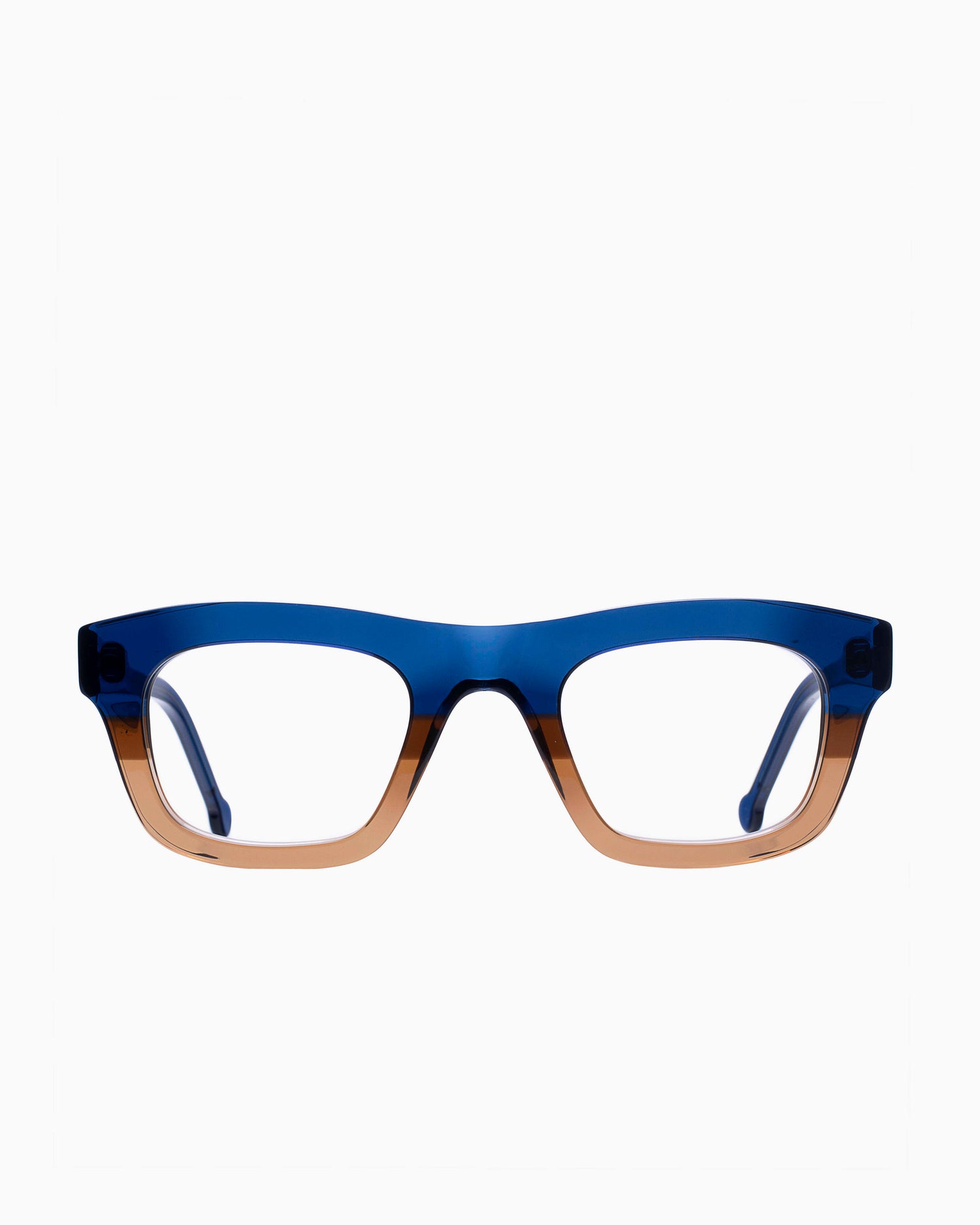 blue plastic rectangle eyeglasses by Marie-Sophie Dion model Hemingway, front view, lunettes de vue rectangle couleur Bleu