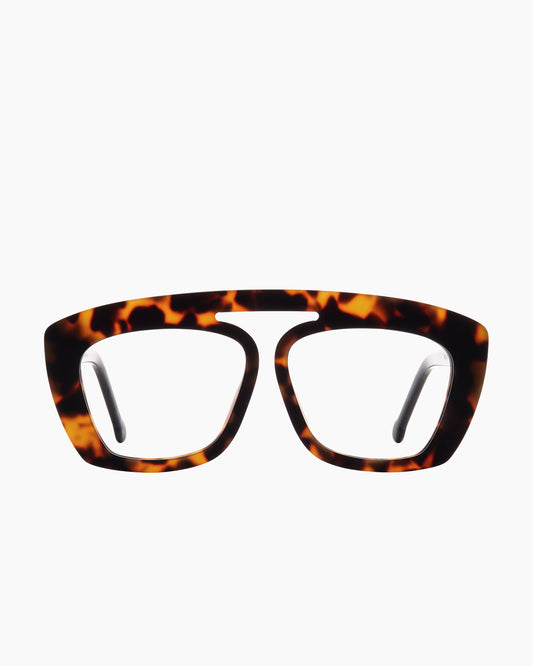 tortoise plastic aviator eyeglasses by Marie-Sophie Dion model Nelson, front view, lunettes de vue aviateur couleur écaille de tortue