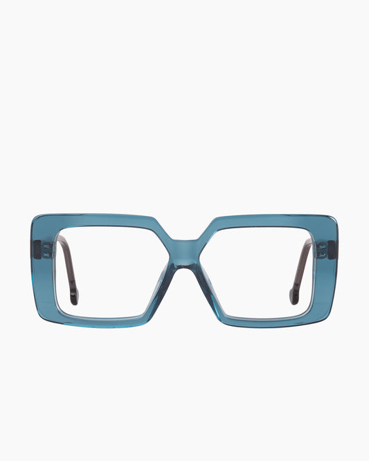 blue plastic rectangle eyeglasses by Marie-Sophie Dion model Volta, front view, lunettes de vue rectangle couleur Bleu