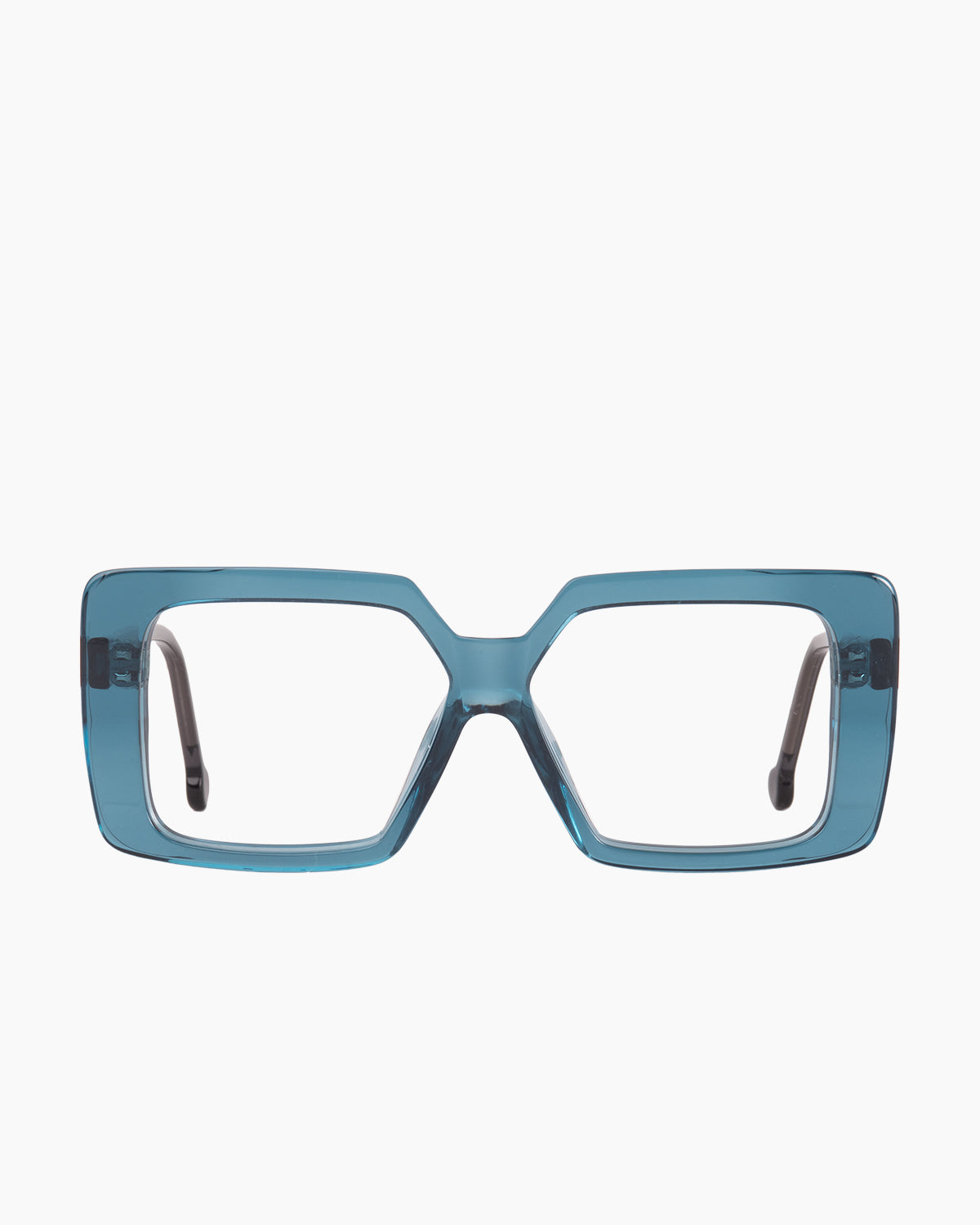 blue plastic rectangle eyeglasses by Marie-Sophie Dion model Volta, front view, lunettes de vue rectangle couleur Bleu