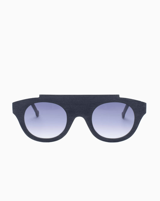 black plastic aviator sunglassesby Marie-Sophie Dion model Pitt.S, front view, lunettes de vue aviateur couleur Noir