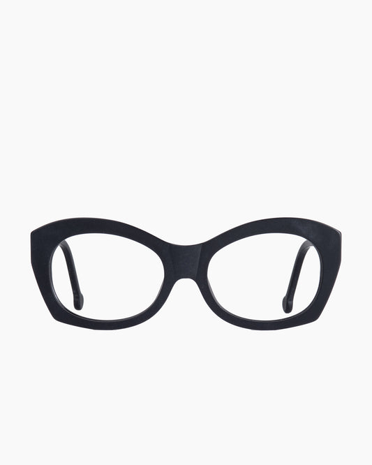 black plastic oval eyeglasses by Marie-Sophie Dion model Arpin, front view, lunettes de vue ovale couleur Noir
