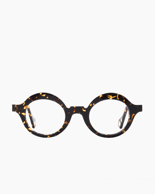 tortoise plastic round eyeglasses by Anne et Valentin model BILBAO, front view, lunettes de vue rond couleur écaille de tortue