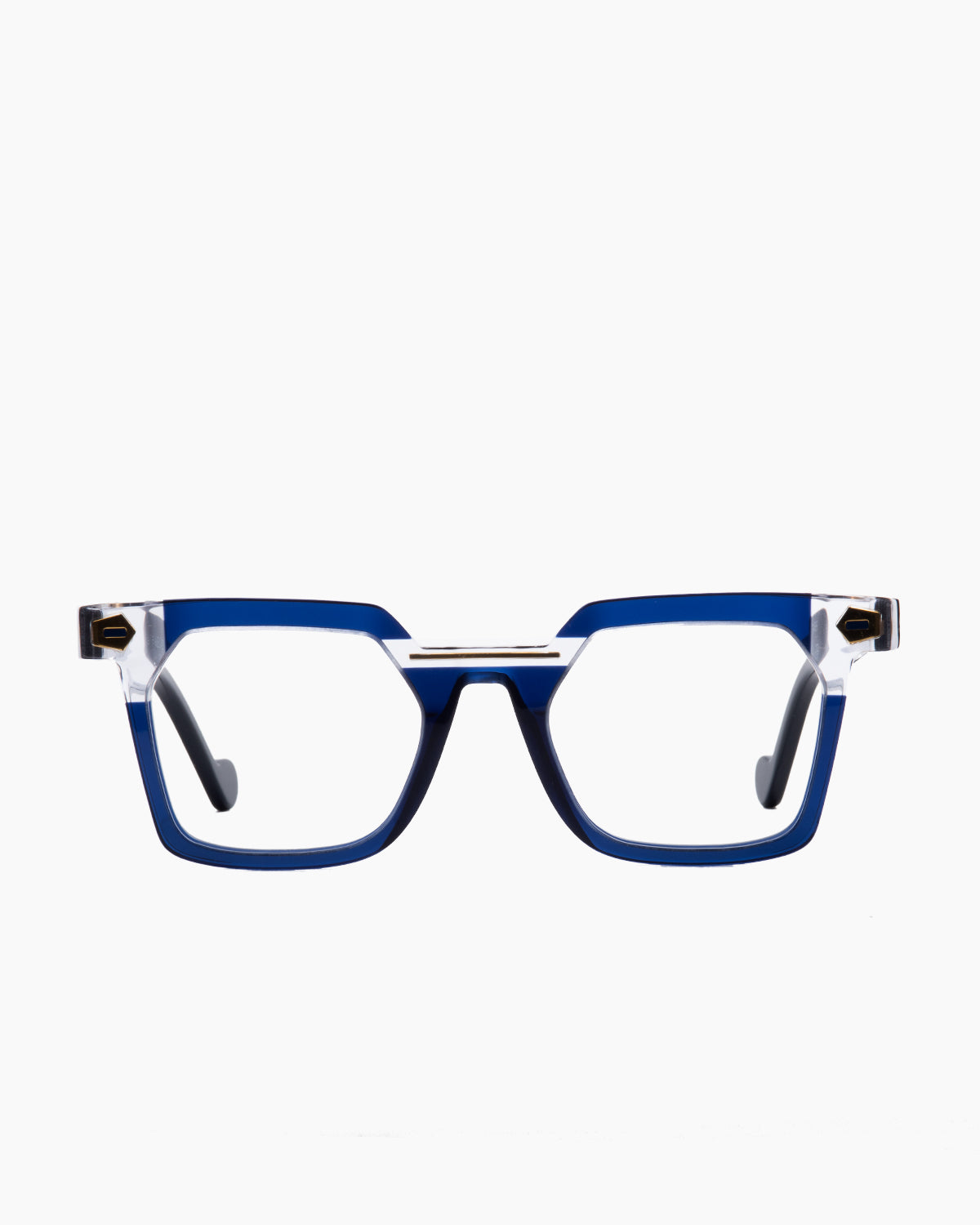 blue plastic rectangle eyeglasses by Anne et Valentin model transfer, front view, lunettes de vue rectangle couleur Bleu