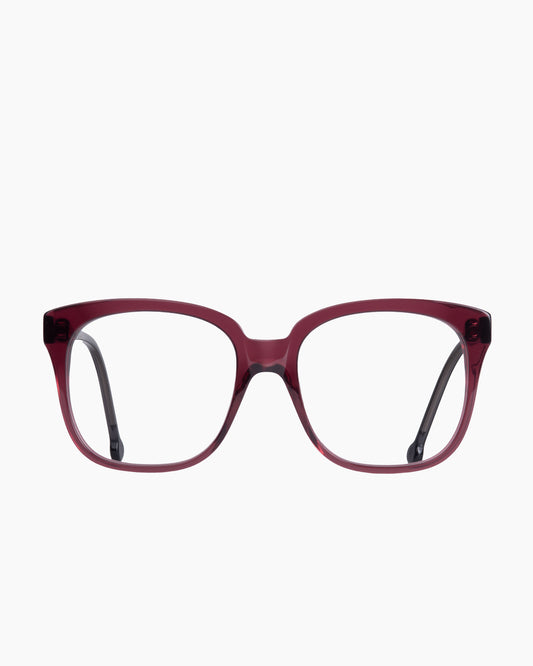purple plastic rectangle eyeglasses by Marie-Sophie Dion model Vola, front view, lunettes de vue rectangle couleur violet