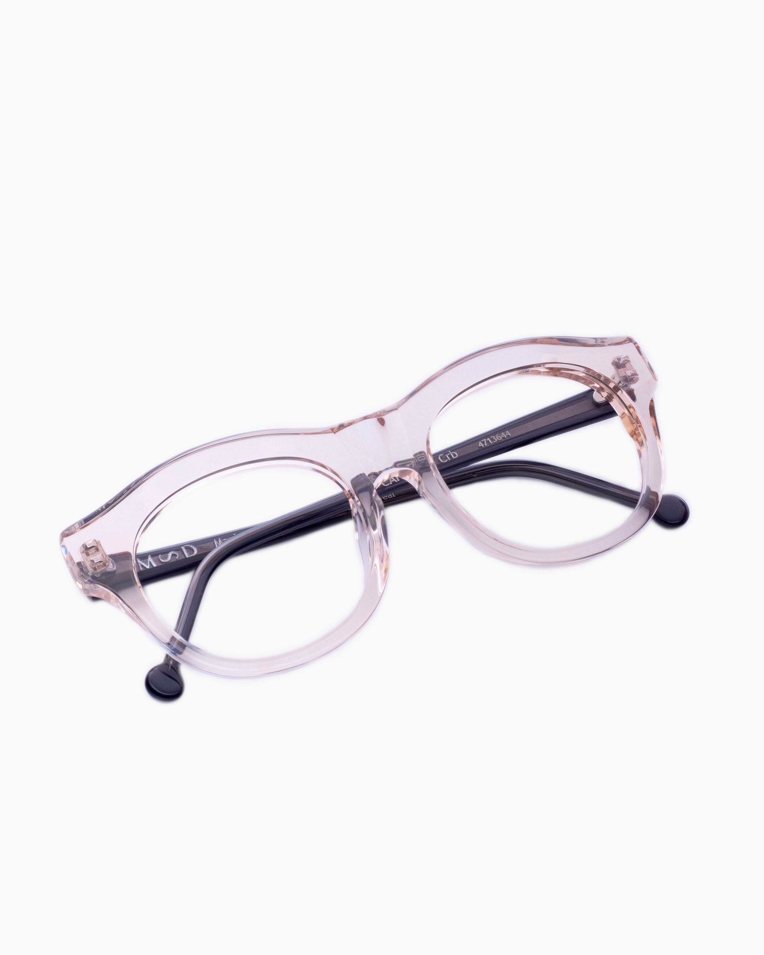 pink, beige plastic oval eyeglasses by Marie-Sophie Dion model Carette, front view, lunettes de vue ovale couleur rose, beige
