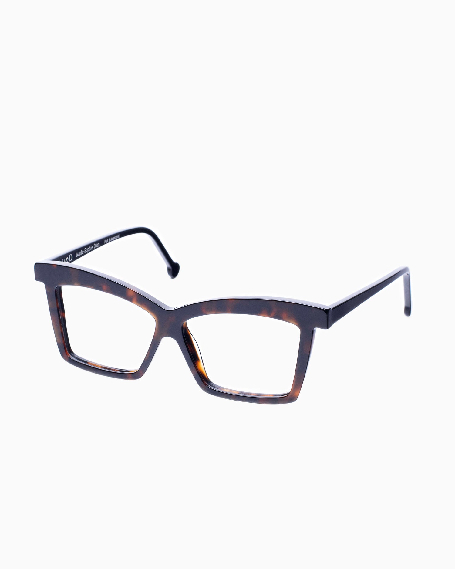 tortoise plastic butterfly eyeglasses by Marie-Sophie Dion model Elkas, front view, lunettes de vue papillon couleur Écaille de tortue