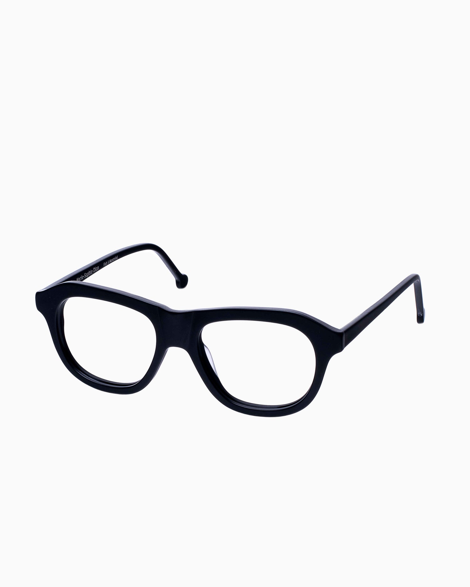 black plastic aviator eyeglasses by Marie-Sophie Dion model Alain, front view, lunettes de vue aviateur couleur Noir