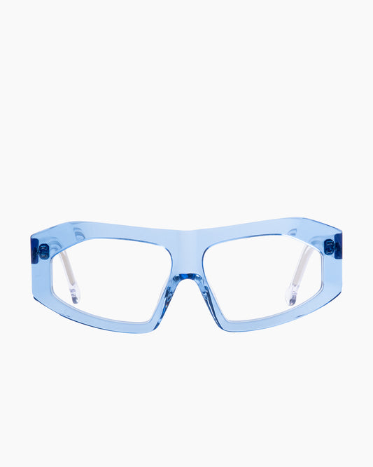 blue plastic rectangle eyeglasses by Marie-Sophie Dion model Marcos, front view, lunettes de vue rectangle couleur Bleu