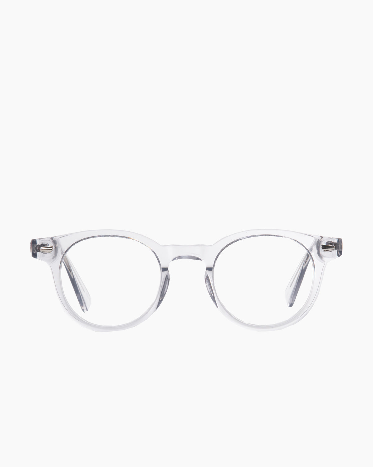 grey plastic round eyeglasses by Evolve model drew, front view, lunettes de vue rond couleur gris
