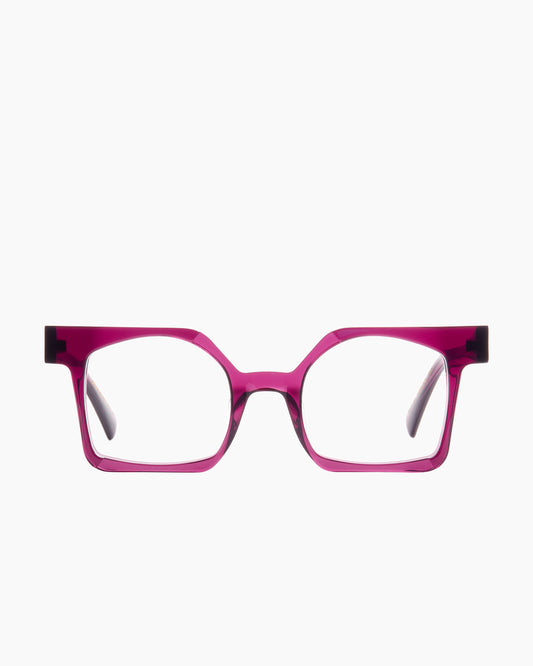 purple plastic rectangle eyeglasses by Gamine model Brera kids, front view, lunettes de vue rectangle couleur violet