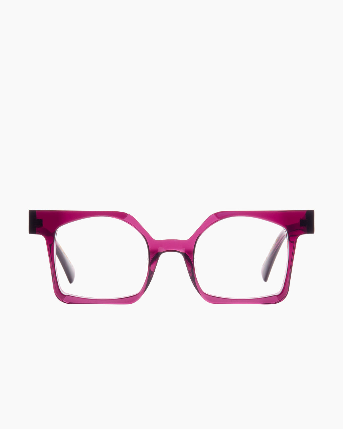 purple plastic rectangle eyeglasses by Gamine model Brera kids, front view, lunettes de vue rectangle couleur violet