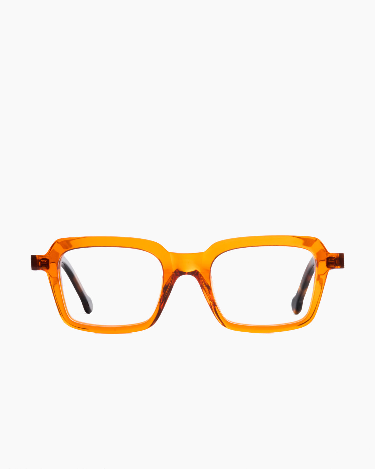 orange plastic rectangle eyeglasses by Marie-Sophie Dion model Duval, front view, lunettes de vue rectangle couleur orange