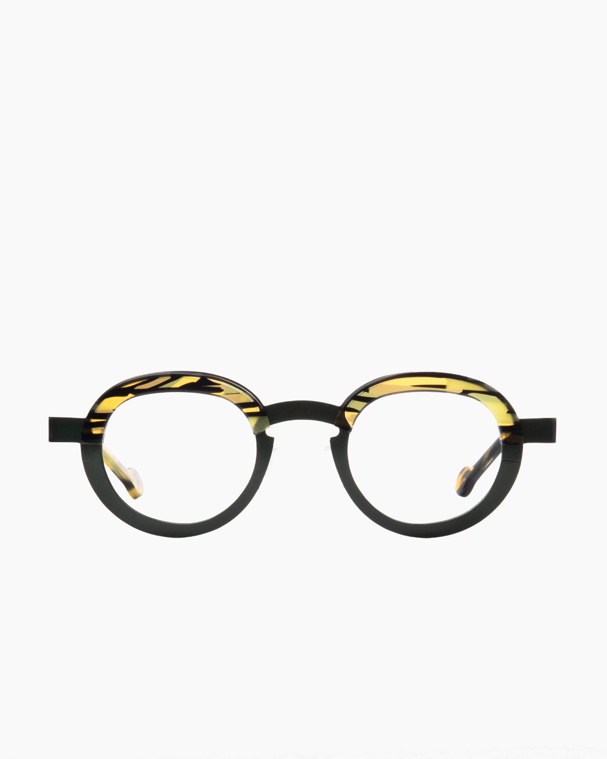 green metal oval eyeglasses by Theo model basket, front view, lunettes de vue ovale couleur vert
