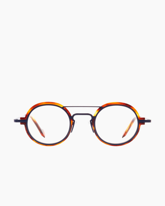 tortoise metal oval eyeglasses by Anne et Valentin model M16, front view, lunettes de vue ovale couleur écaille de tortue