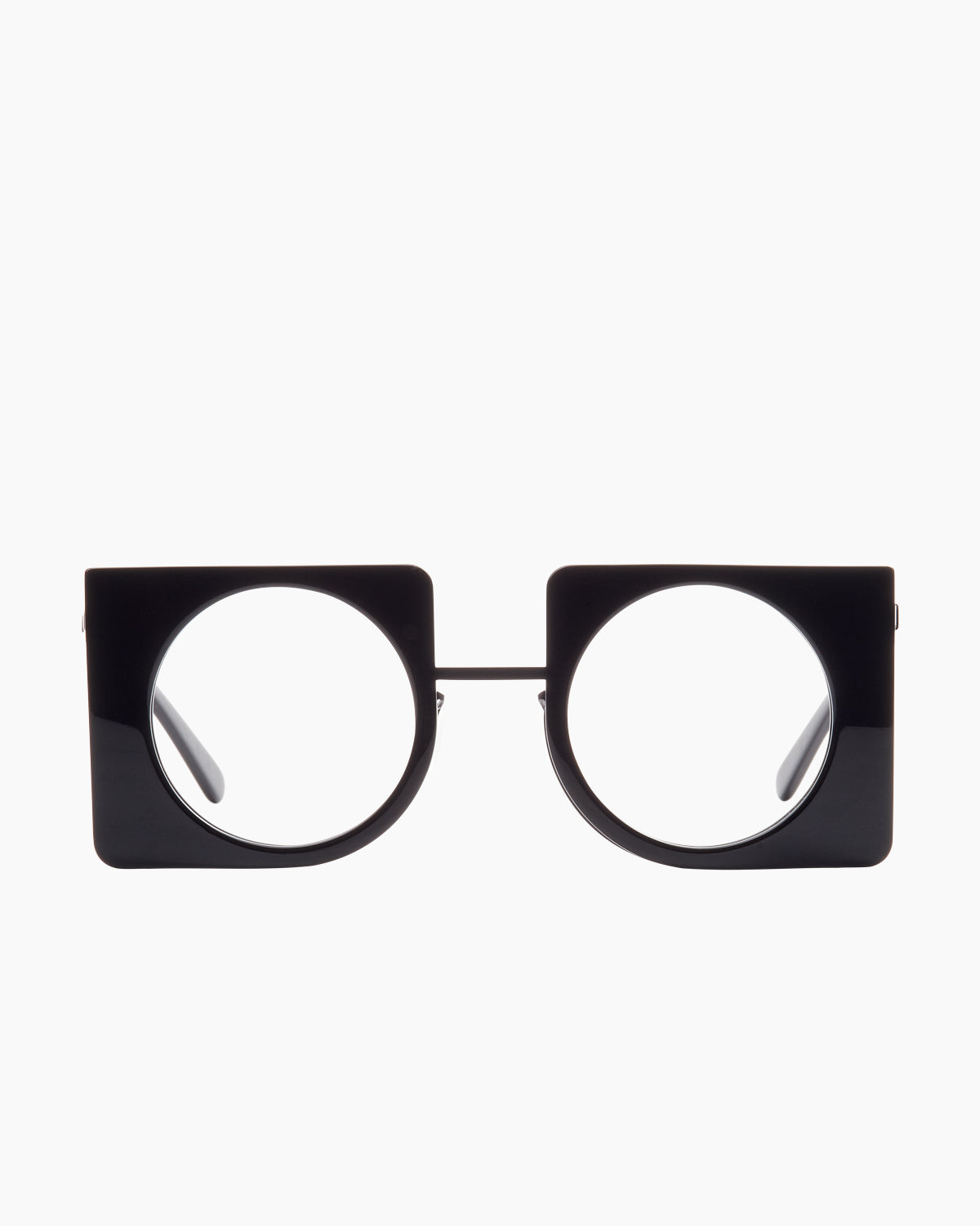 black metal rectangle eyeglasses by Gamine model Novi sodermalm, front view, lunettes de vue rectangle couleur noir