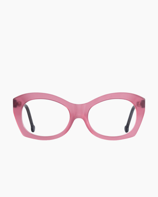 pink plastic oval eyeglasses by Marie-Sophie Dion model Arpin, front view, lunettes de vue ovale couleur Rose