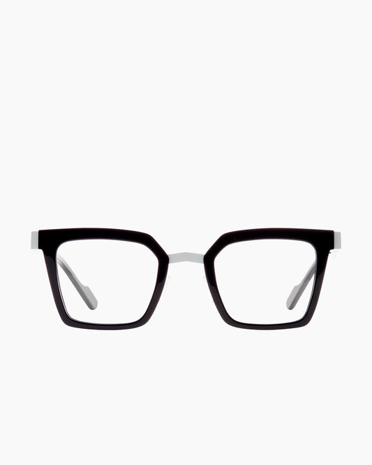 white metal rectangle eyeglasses by Anne et Valentin model Florida, front view, lunettes de vue rectangle couleur blanc
