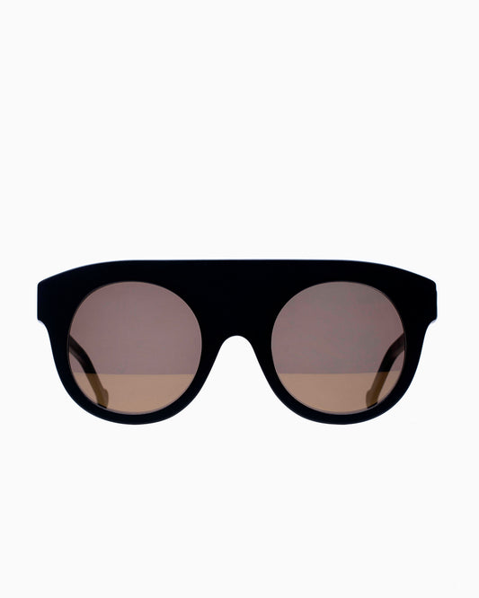 black plastic aviator sunglassesby Marie-Sophie Dion model BuxtonS, front view, lunettes de vue aviateur couleur Noir