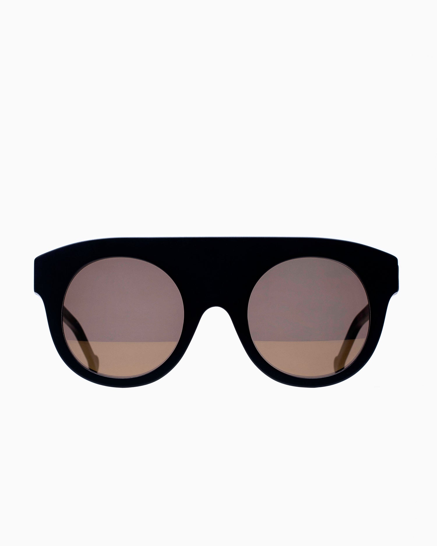black plastic aviator  sunglassesby Marie-Sophie Dion model BuxtonS, front view, lunettes de vue aviateur couleur Noir