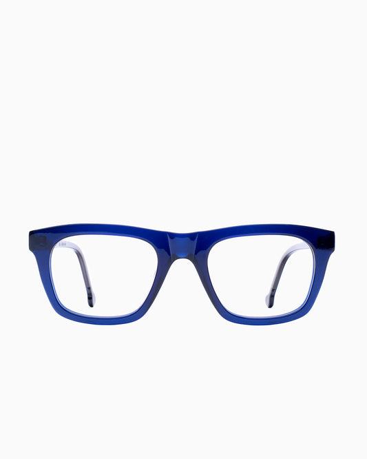 blue plastic rectangle eyeglasses by Marie-Sophie Dion model Hemingway, front view, lunettes de vue rectangle couleur Bleu