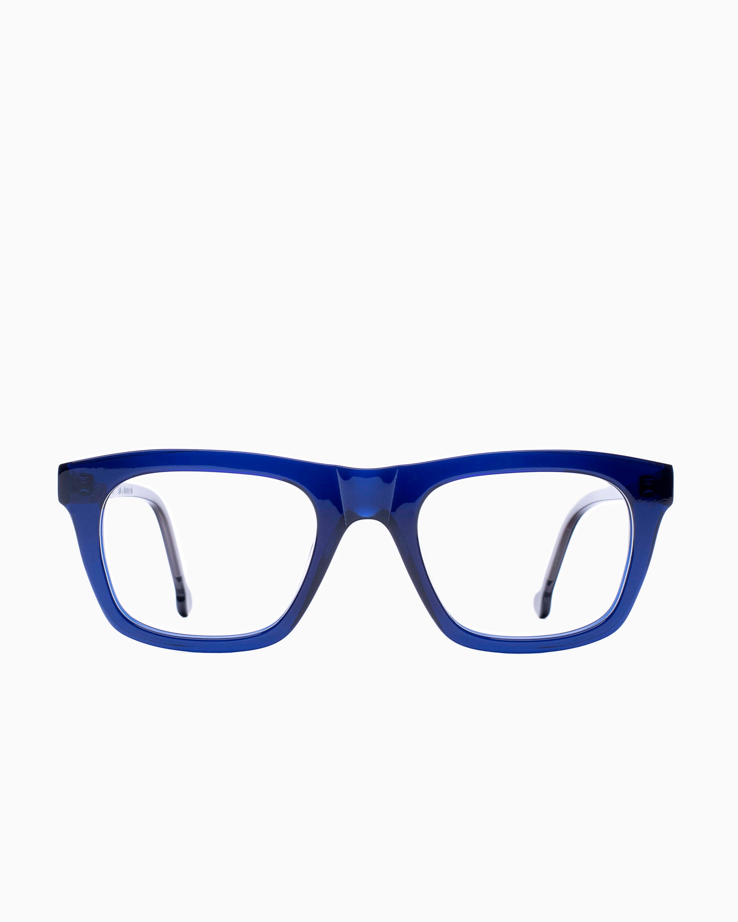 blue plastic rectangle eyeglasses by Marie-Sophie Dion model Hemingway, front view, lunettes de vue rectangle couleur Bleu