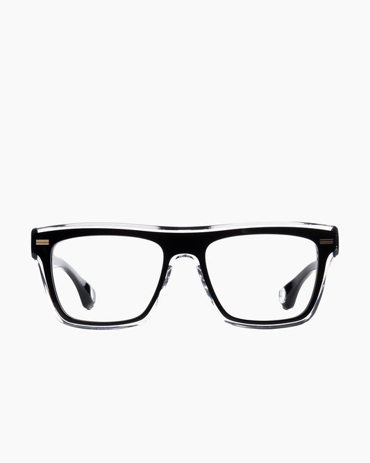 black plastic rectangle eyeglasses by Blake Kuwahara model Erickson, front view, lunettes de vue rectangle couleur noir