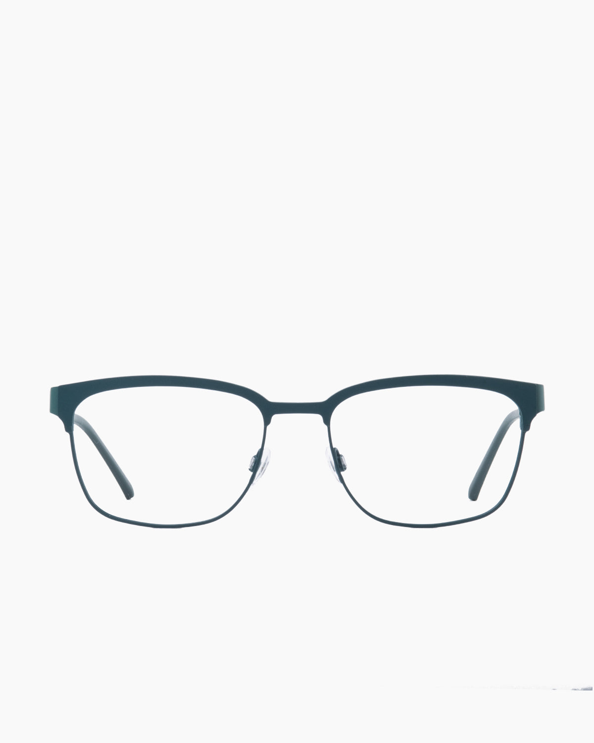 green metal rectangle eyeglasses by Bevel model Troilus, front view, lunettes de vue rectangle couleur Vert