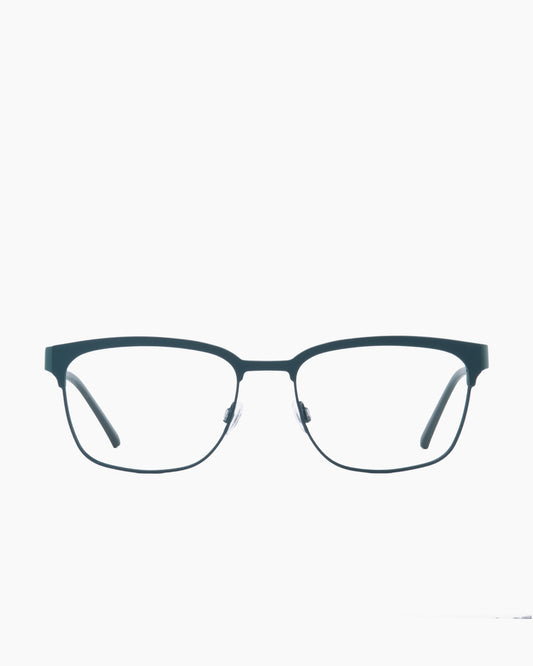 green metal rectangle eyeglasses by Bevel model Troilus, front view, lunettes de vue rectangle couleur Vert