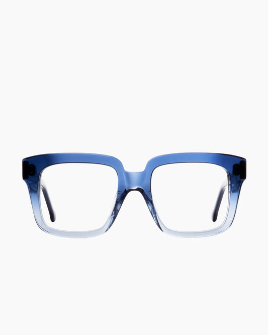 blue plastic rectangle eyeglasses by Marie-Sophie Dion model Vimy, front view, lunettes de vue rectangle couleur bleu